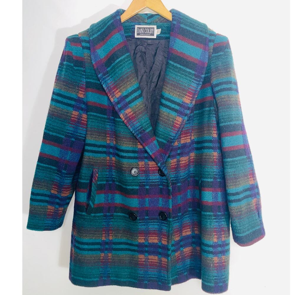 Vintage Dani Colby Wool Blend Double-Breasted Coat - Women's Size 18W - USA Made